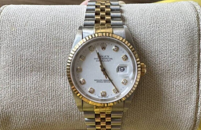 นาฬิกา Rolex Datejust สองกษัตริย์ หน้าปัดขาวประดับเพชร สาย Jubilee Money2Plus.com รับจำนำนาฬิกา รับซื้อให้ราคาสูง ปลอดภัย ใกล้พระราม3
