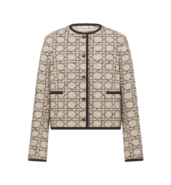 เสื้อแจ็กเก็ต Christian Dior ลาย Cannage สีครีมขอบดำ Money2Plus.com รับจำนำเสื้อผ้าแบรนด์เนม รับซื้อให้ราคาสูง ปลอดภัย ใกล้สีลม