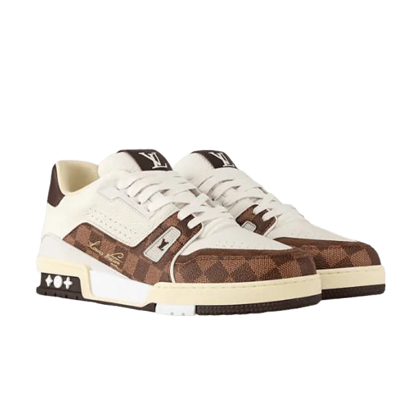 รองเท้า Louis Vuitton Trainer ลาย Damier สีน้ำตาลขาว Money2Plus.com รับจำนำรองเท้าแบรนด์เนม รับซื้อให้ราคาสูง ปลอดภัย ใกล้แจ้งวัฒนะ