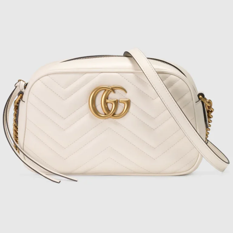 กระเป๋าสะพาย Gucci Marmont สีขาวครีมลายควิลท์โลโก้ทอง Money2Plus.com รับจำนำและรับซื้อกระเป๋าแบรนด์เนม ให้ราคาสูง ใกล้บางแค