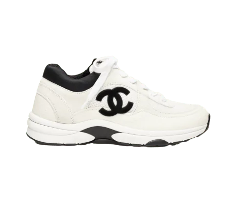 รองเท้าสนีกเกอร์ Chanel สีขาวดำพร้อมโลโก้ CC Money2Plus.com รับจำนำและรับซื้อรองเท้าแบรนด์เนม ให้ราคาสูง ใกล้รามอินทรา