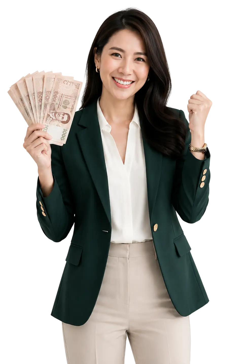 brand4cash asian woman holding thai cash brandname buyback