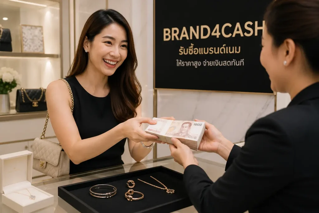 ลูกค้าผู้หญิงขายเครื่องประดับแบรนด์เนมกับ Brand4Cash รับซื้อเครื่องประดับแบรนด์เนม รับเงินสดทันที
